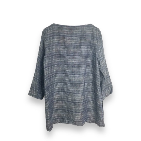 Eileen Fisher 100% Organic Linen Coastline Buttonfront Tunic Sz L - Picture 2 of 4